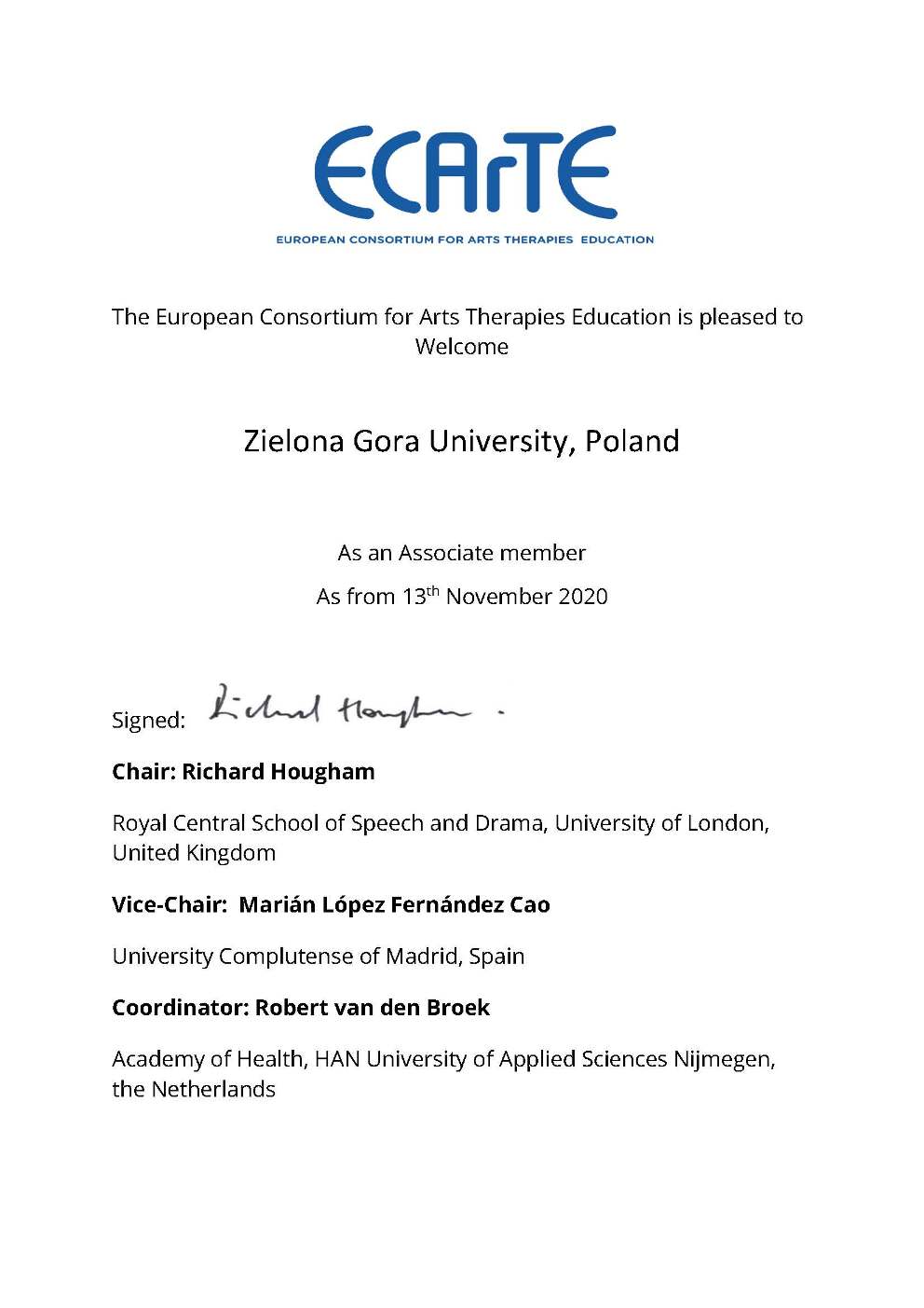certificate ECArTE membership Zielona Gora University (002).jpg