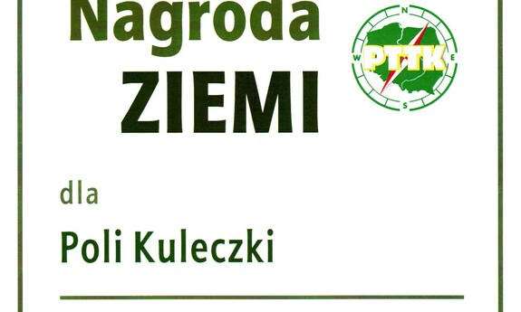 Nagroda Ziemi Polskiego Towarzystwa Turystyczno –Krajoznawczego dla dr hab. Poli Kuleczki, prof. UZ