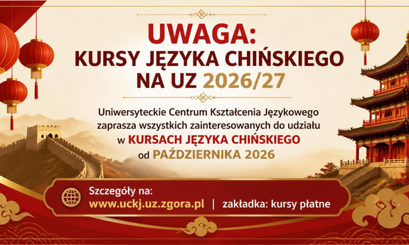 Kursy języka chińskiego na UZ w roku akademickim 2026/27