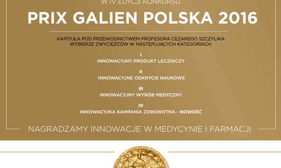 Prix Galien Polska 2016 - konkurs doceniający innowacyjne rozwiązania dla farmacji i medycyny