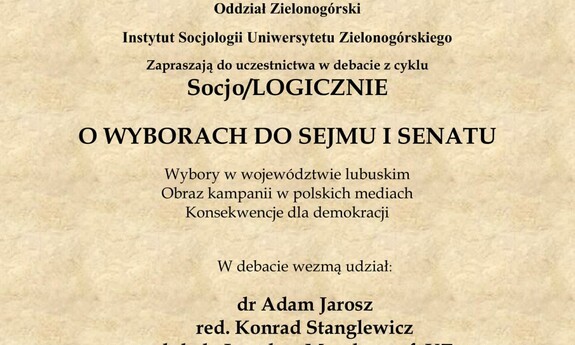 SOCJO/logicznie o wyborach do Sejmu  i Senatu – debata