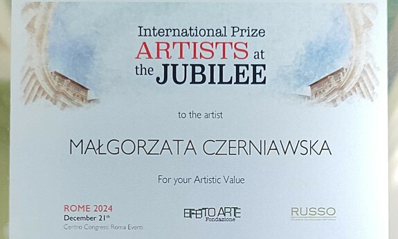 Dr Małgorzata Czerniawska wyróżniona International Prize ARTISTS AT THE JUBILEE